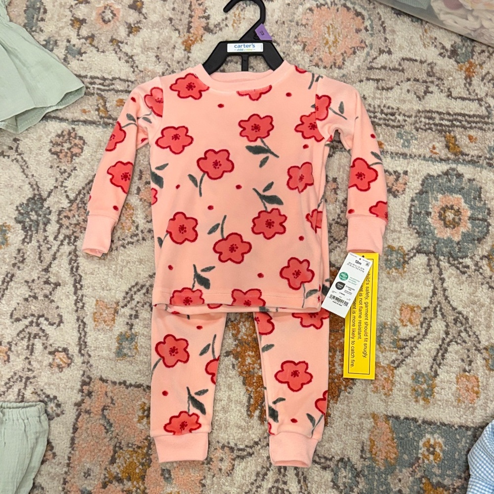 Carter's Pink and Red Floral Kids Pajama Set